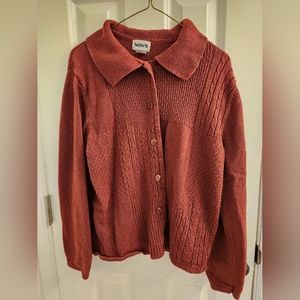 Burnt Orange Button Up Sweater
